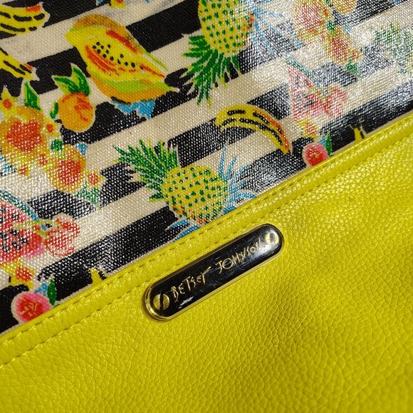 Betsey Johnson Banana Split Tote Bag Fruit Striped Yellow - Picture 6 of 16